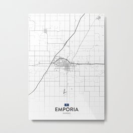 Emporia, Kansas, United States - Light City Map Metal Print