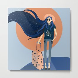 Travel Girl Metal Print