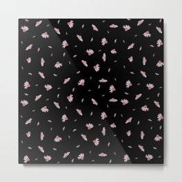 Flying Flowers - Black Pink Metal Print
