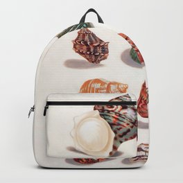 Unknown Title by Maria Sibylla Merian // Vintage Sea Shells Colorful Shapes and Sizes with Shadows Backpack