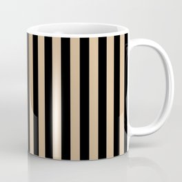 Tan Brown and Black Vertical Stripes Coffee Mug
