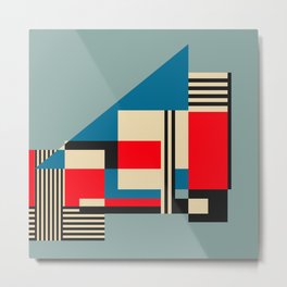 Piet Mondrian Inspired Modern Abstract Geometric Architecture Metal Print