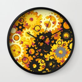 YELLOW-BLACK CLOCK WORKS MECHANICAL ART Wall Clock
