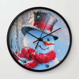 Snowman in the Woods Wall Clock