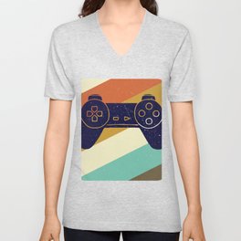 Retro Vintage Design With Controller Video Game Lover's Gift V Neck T Shirt
